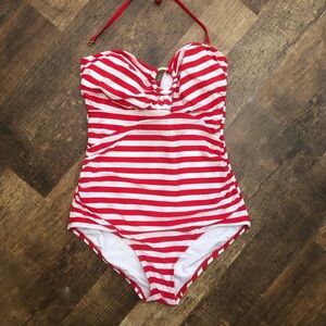 Michael Kors halter one piece Red and White Striped Swimsuit